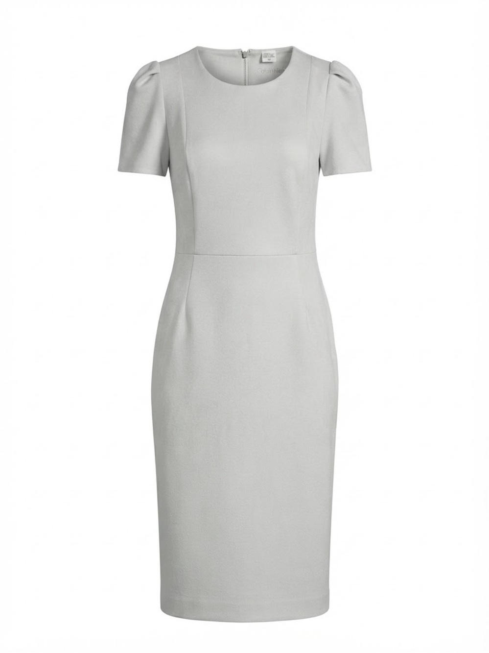 Calvin Klein Light Gray Short-Sleeve Midi Sheath Dress